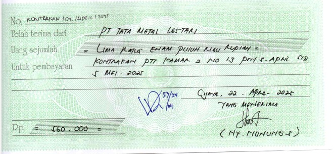 TML - Penyediaan Kontrakan Tukang Kamar 2 Oleh Bu Nunung Periode 5 April-5 Mei 2025